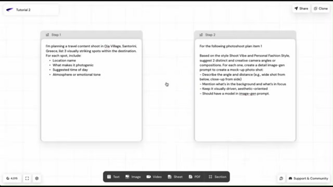 Interfaz de ramificación de Airogram mostrando múltiples rutas de flujo de trabajo divergiendo del proyecto principal