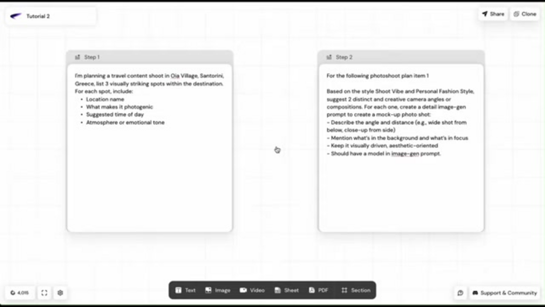 Flujo de trabajo de ramificación de Airogram mostrando desarrollo paralelo de múltiples conceptos visuales