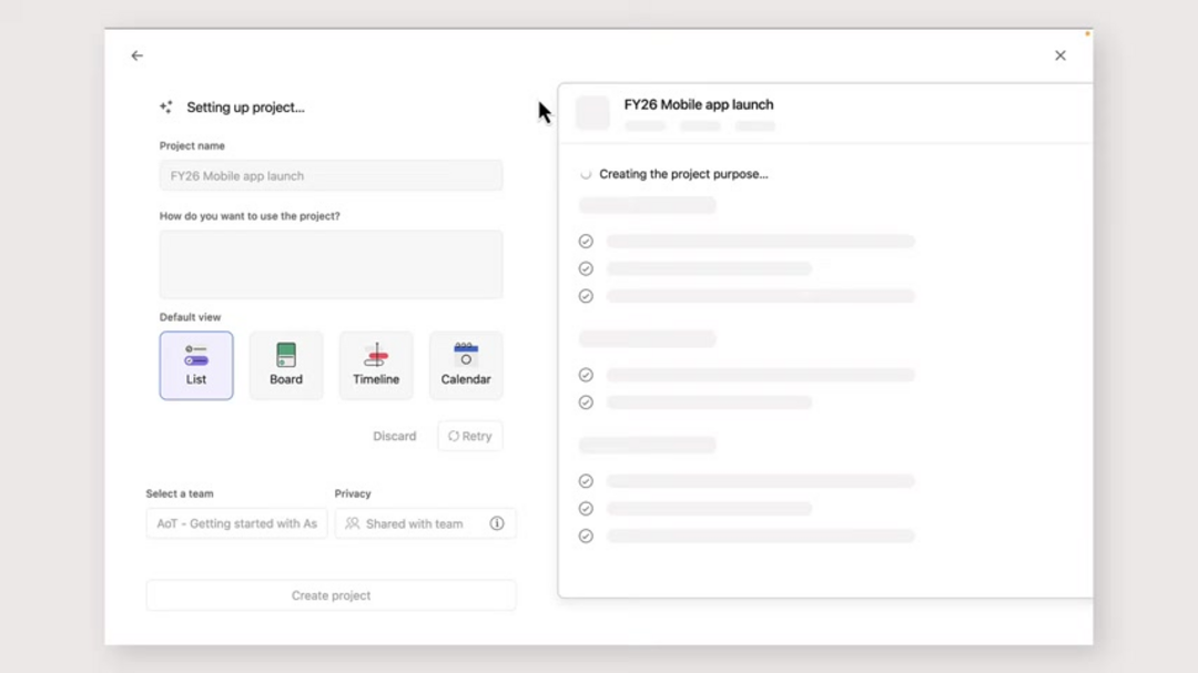 智能聊天界面展示 AI 驱动的项目协助