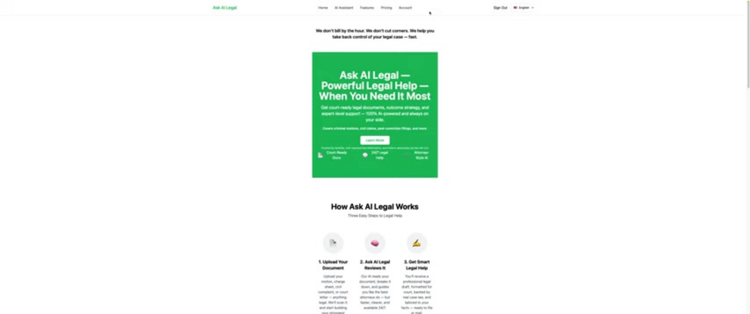 Ask AI Legal platform summary and key features visualization