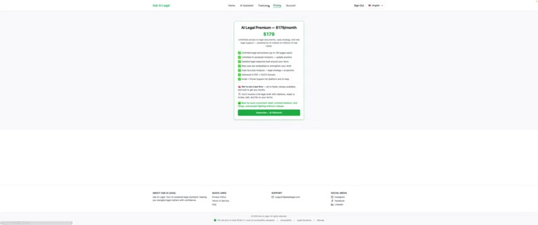 Ask AI Legal account creation and setup steps