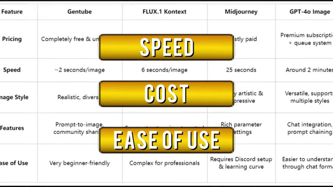 Résumé visuel comparant les fonctionnalités de GenTube AI avec les plateformes concurrentes