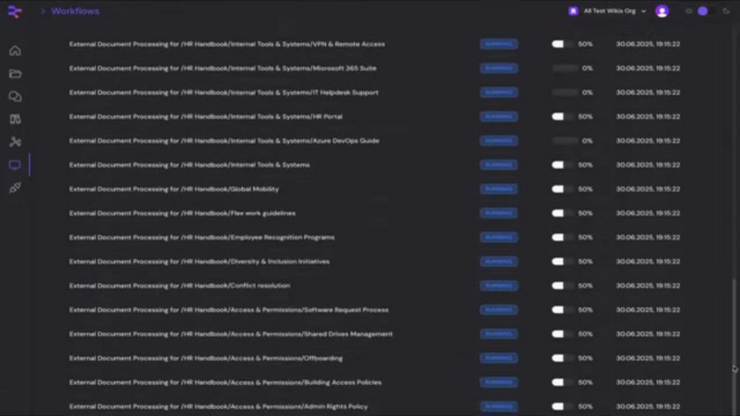 InfiniBase AI 文档管理界面,显示编辑和协作工具