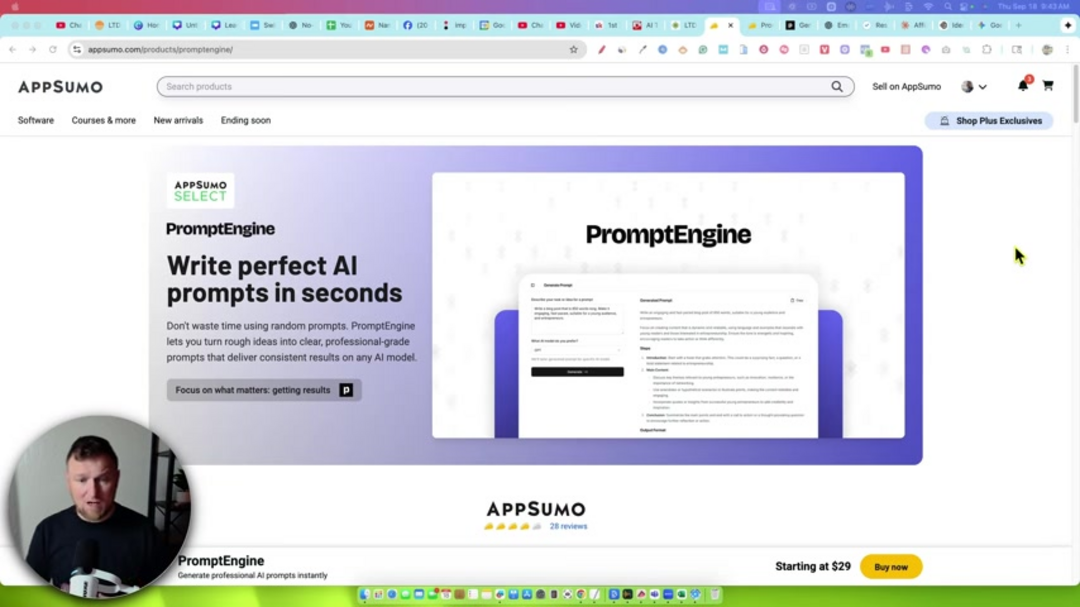 PromptEngine AI dashboard showing prompt generation interface