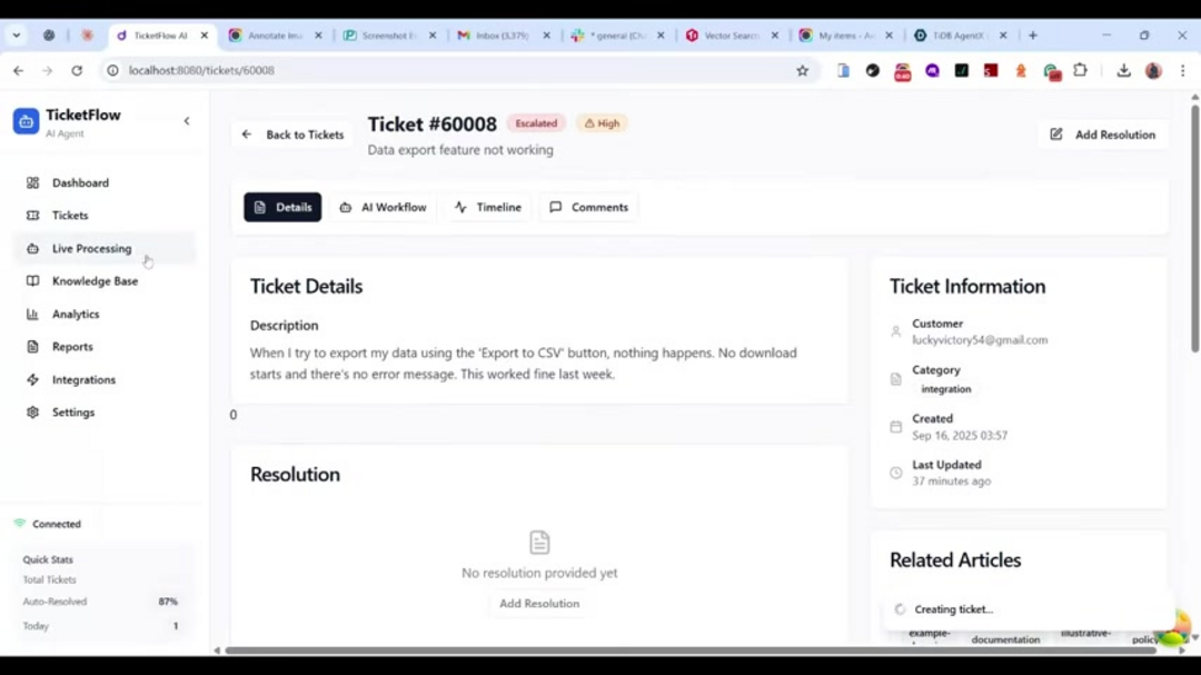 Visualization of semantic understanding processing customer support queries
