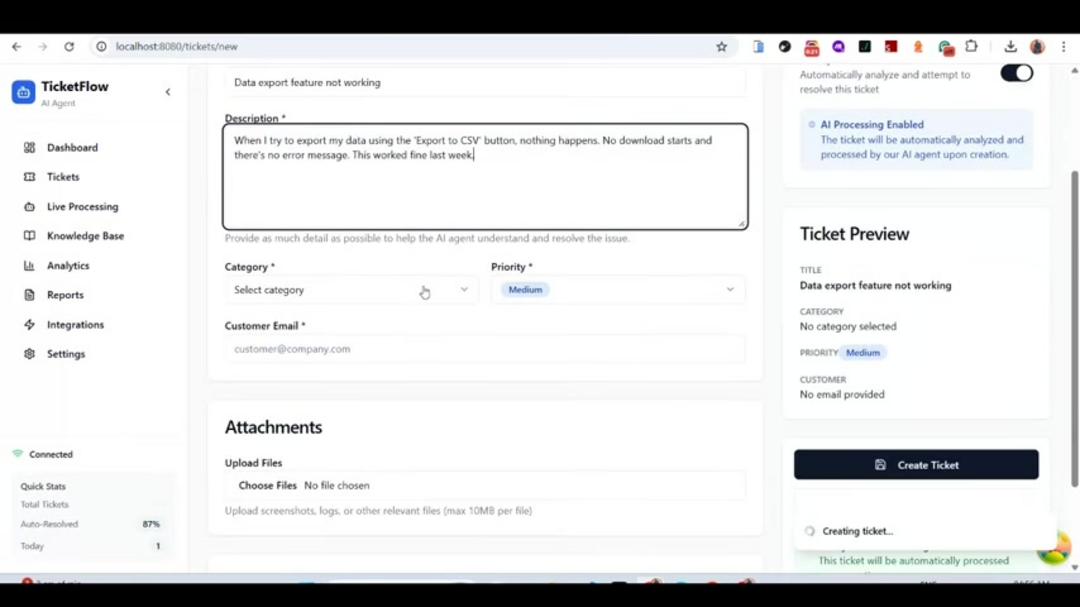 Multi-modal AI processing different types of customer support attachments