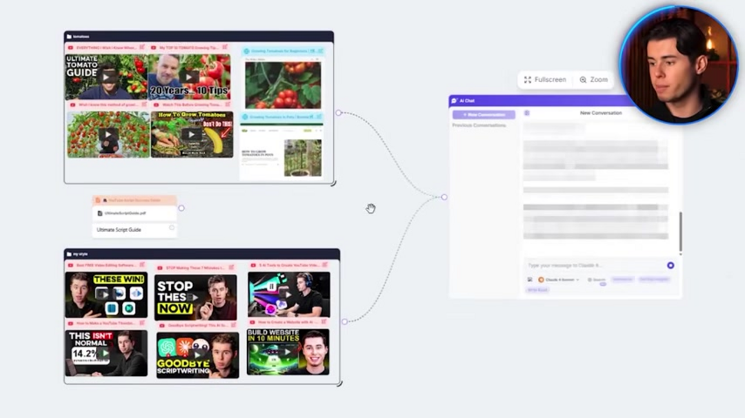 Poppy AI interface showing script organization and brand voice training