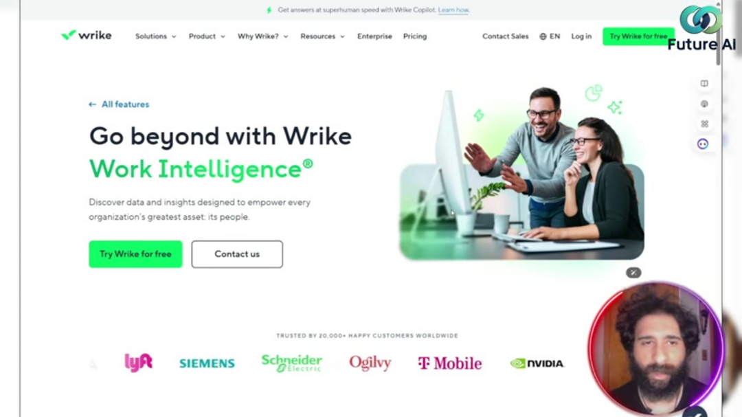 Панель аналитики Wrike, показывающая метрики производительности проекта и функции пользовательской отчетности