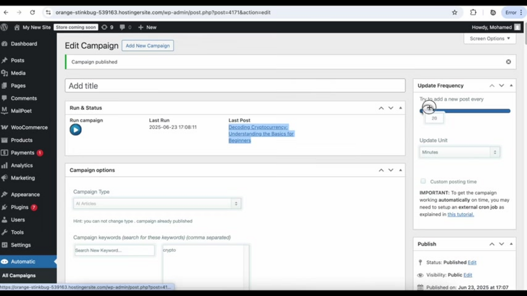 Content source configuration options in WordPress Automatic Plugin