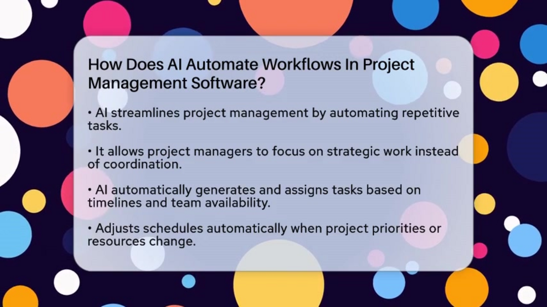 AI automation features in project management software dashboard
