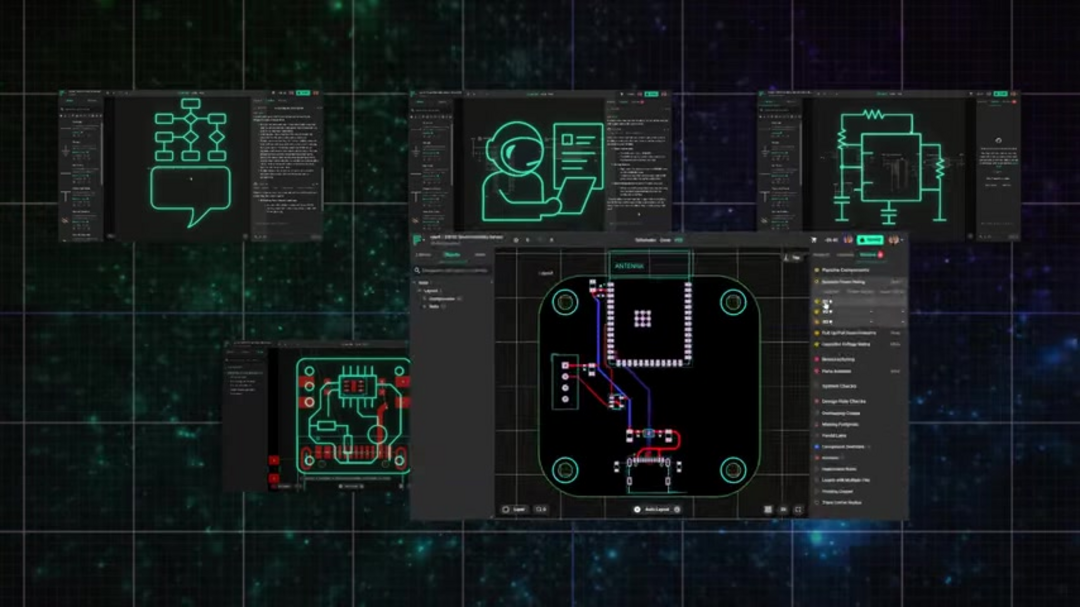 Automatisation de la disposition de PCB de Flux Copilot montrant le placement optimisé des composants et le routage