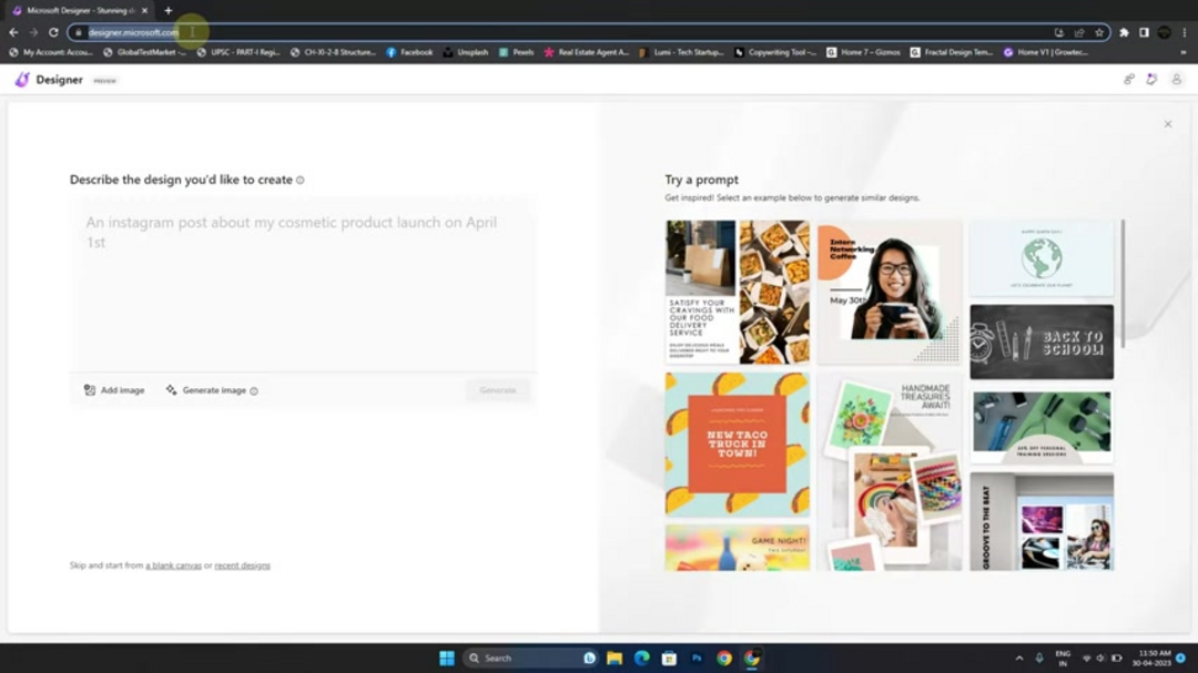 Microsoft Designer 下载选项显示多种可用文件格式