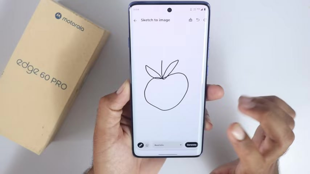 Visual summary of Motorola Edge 60 Pro AI sketch-to-image workflow and results