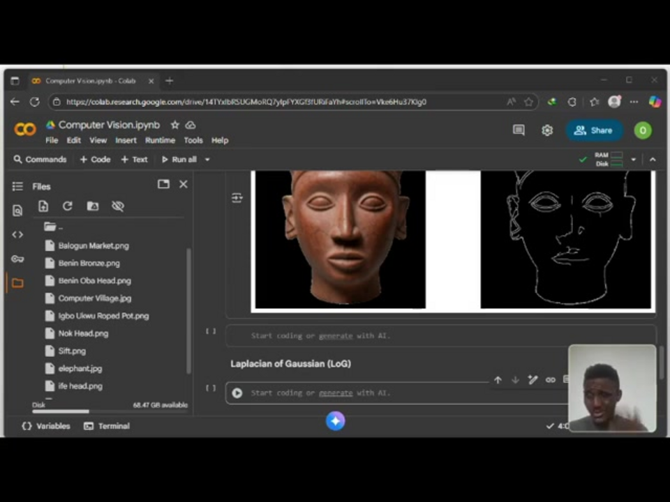 Comparaison visuelle montrant l'image originale, la version floutée gaussienne et les résultats finaux de détection des contours LoG