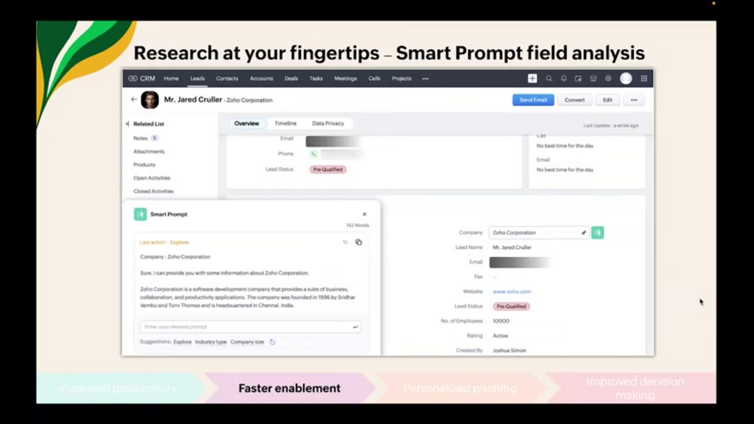 Zoho CRM基于提示的配置界面显示模块设置选项