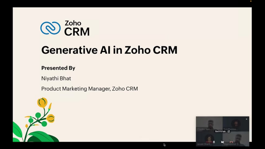 总结视觉显示Zoho CRM生成式AI功能和优势概述