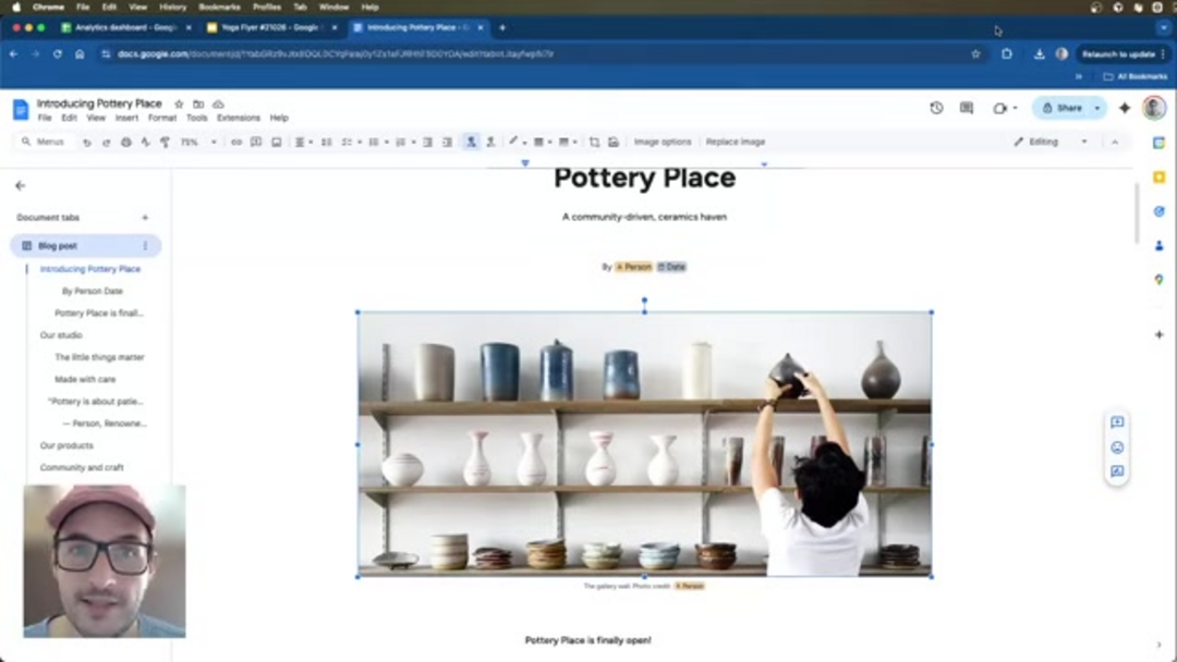 在 Google Docs 中显示的 GPT 图像生成器侧边栏界面,展示 AI 工具