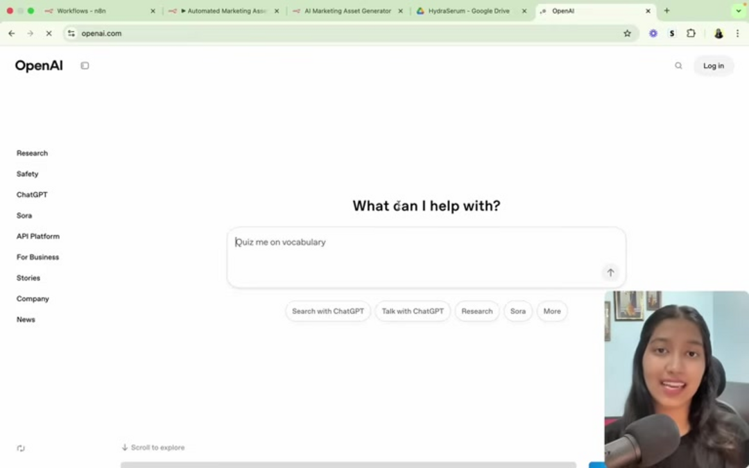 AI marketing automation workflow diagram showing content generation process
