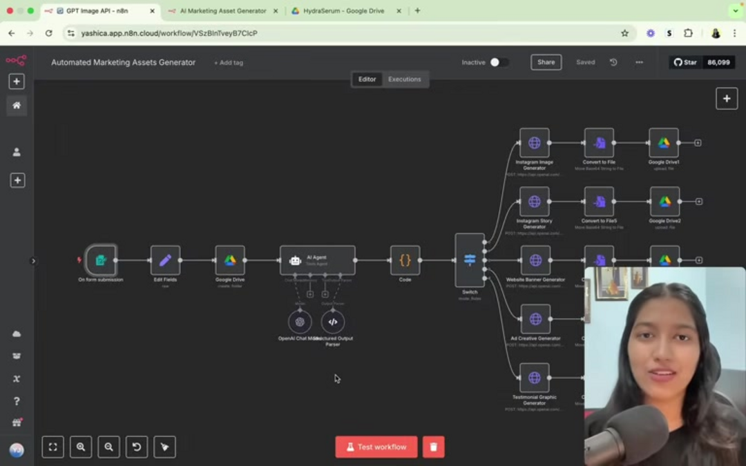 AI marketing features showing content generation and brand integration