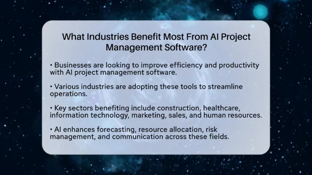 AI project management software interface showing predictive analytics and automation features