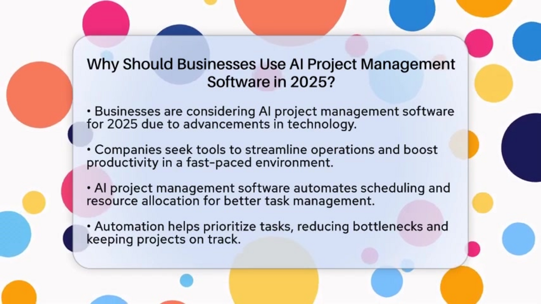 Summary of AI project management software benefits including automation, risk prediction, and cost savings