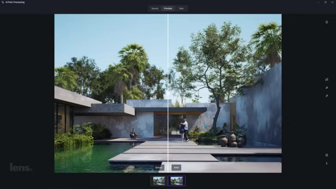 Рабочее пространство D5 Render, показывающее возможности рендеринга в реальном времени
