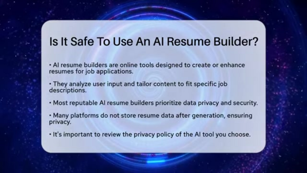 AI Resume Builder Interface showing form fields and template selection