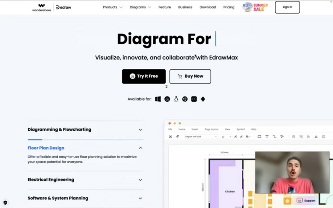 EdrawMax 工作区显示模板选择和编辑工具