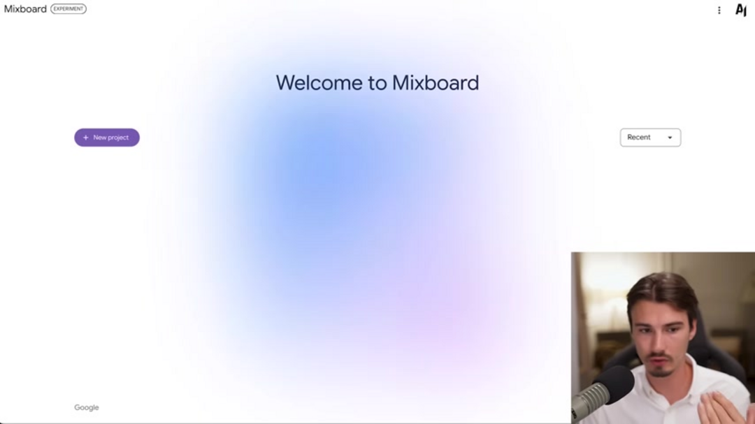 Google Mixboard界面显示视觉头脑风暴和资源组合