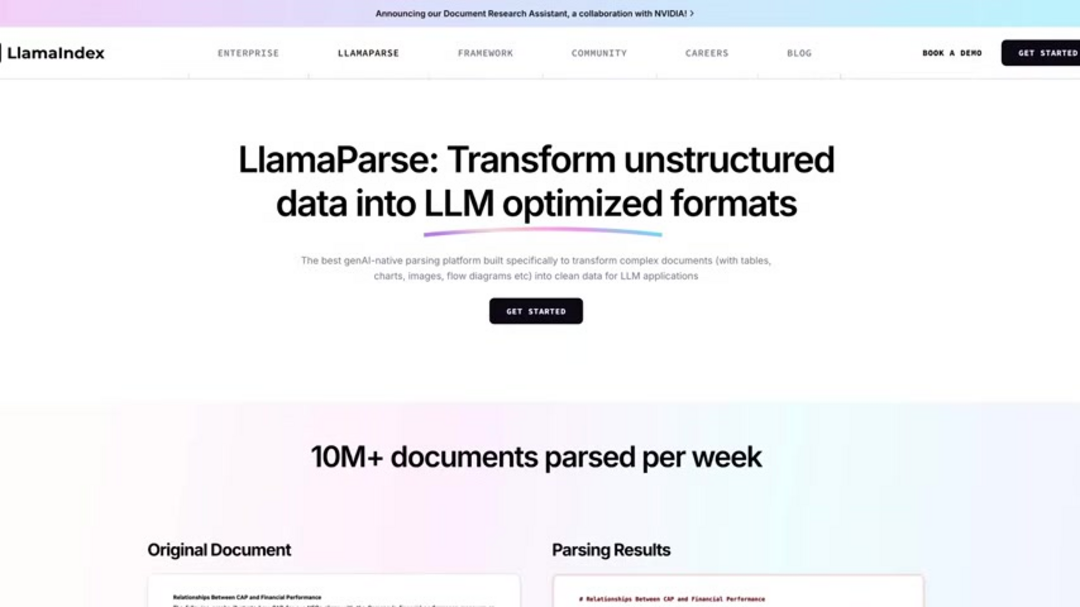 Comparison chart showing Docling vs closed source document parsing solutions
