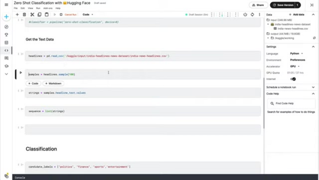 Flujo de trabajo de carga de datos que muestra importación CSV y pasos de preprocesamiento de texto