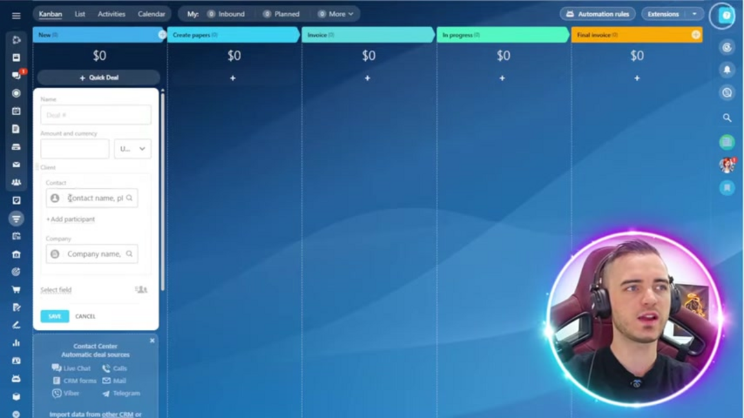 Bitrix24 团队沟通界面显示集成聊天和视频功能