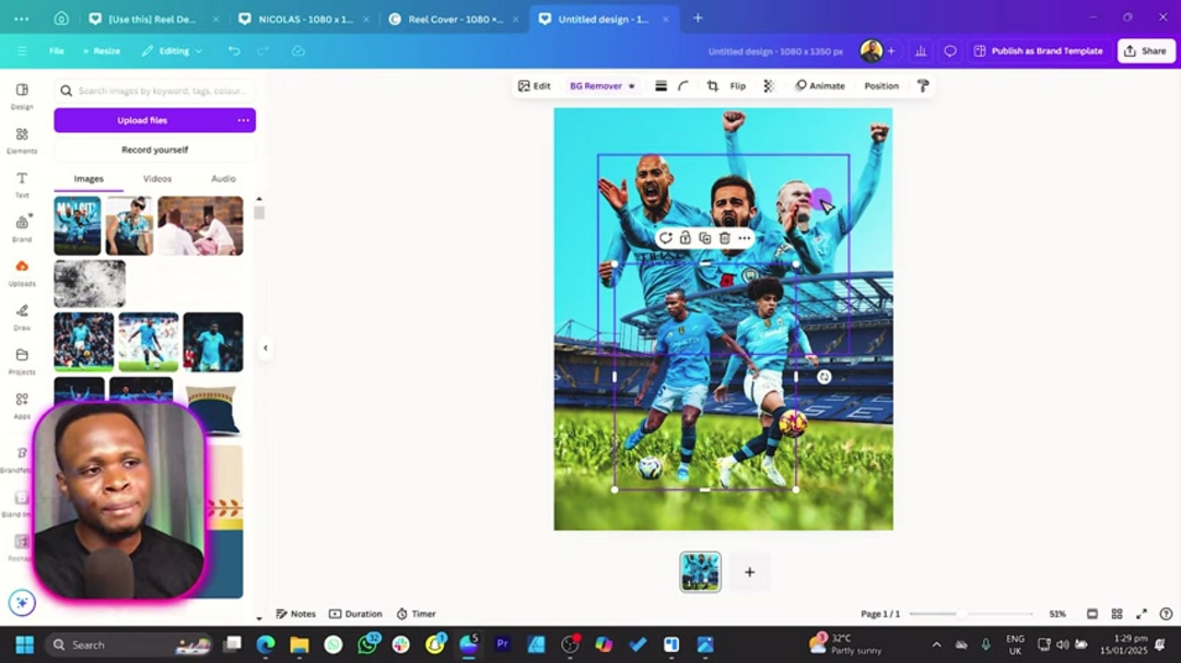 Stadium image with background removed and positioned on gradient background