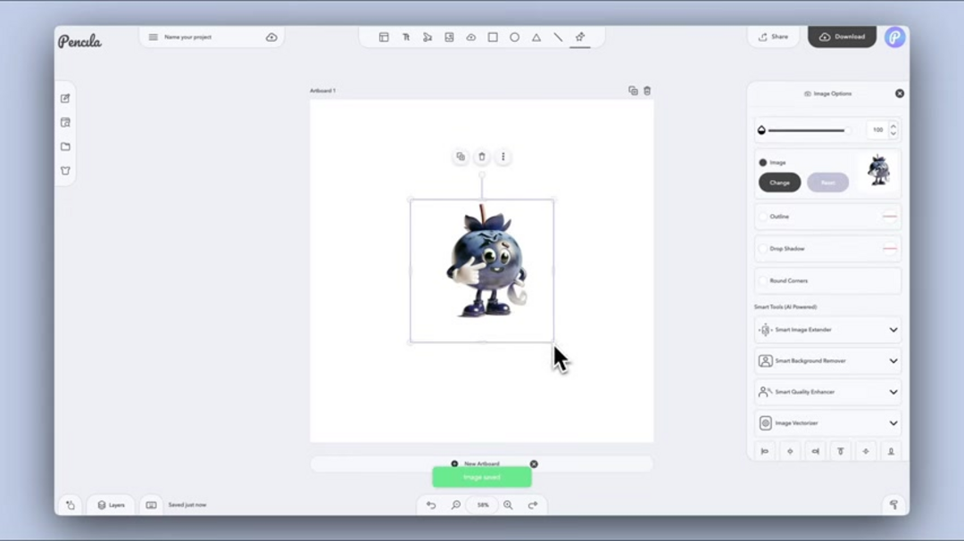 Pencila smart image extender demonstrating background expansion capabilities