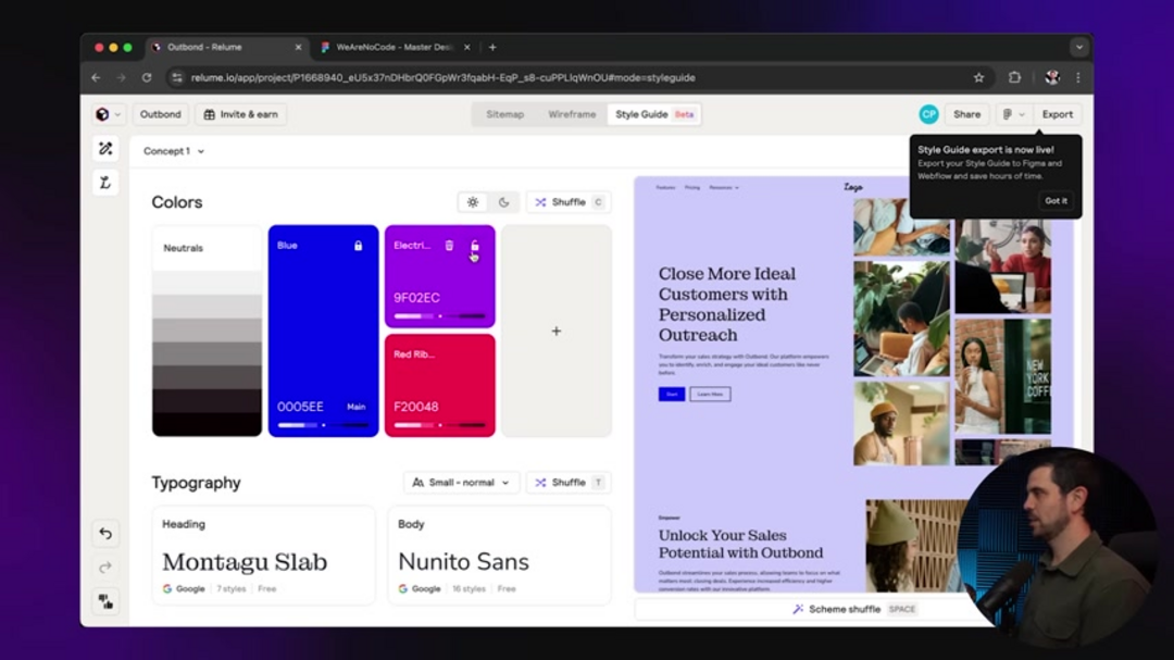 Webflow视觉编辑器显示响应式设计控件和组件库