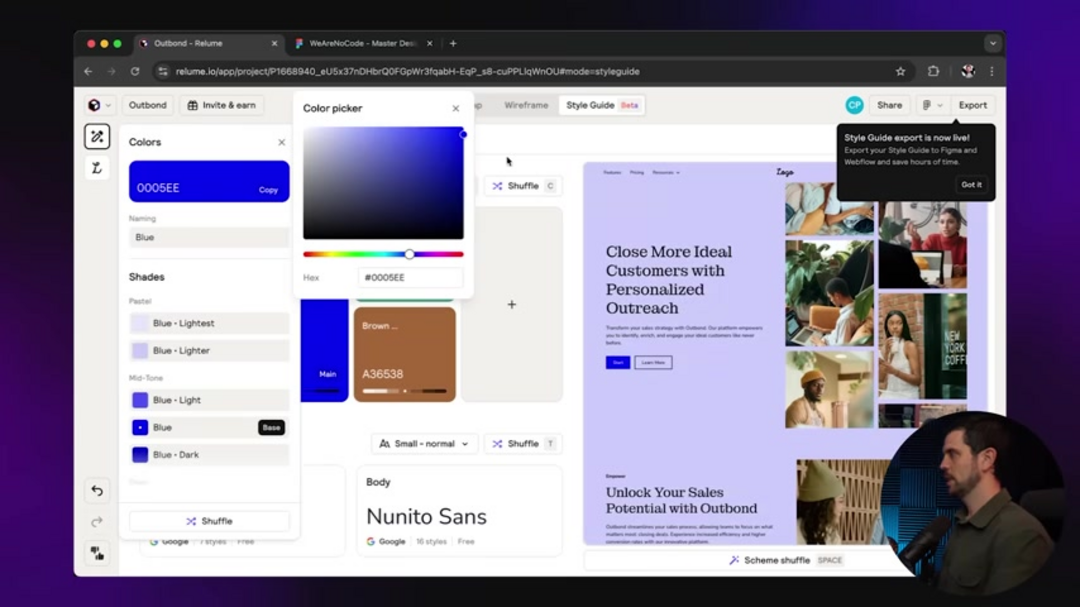 工作流程图表显示Relume AI、Webflow和Spline工具之间的集成