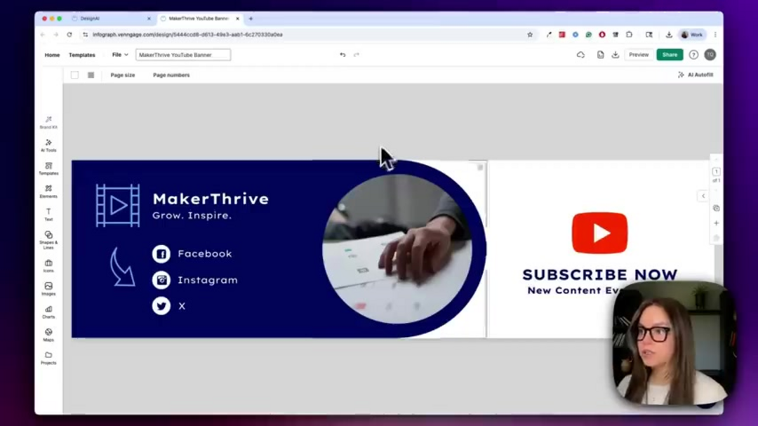 Venngage homepage navigation to AI banner generator