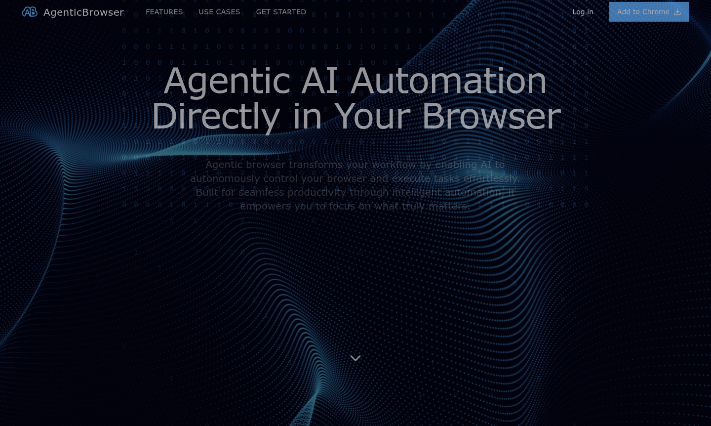 Agentic Browser interface showing AI automation controls and browser integration