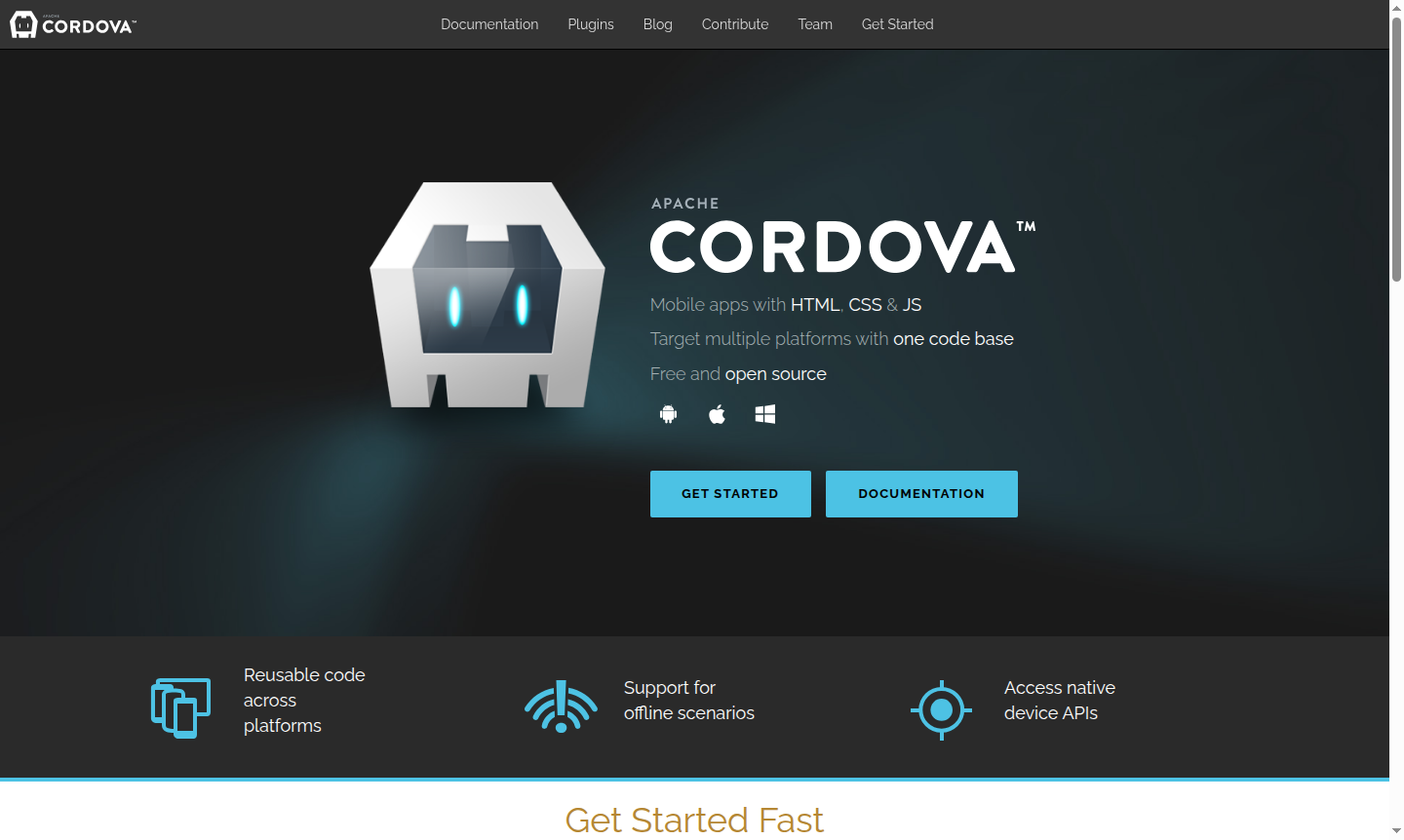 Apache Cordova app development screenshot