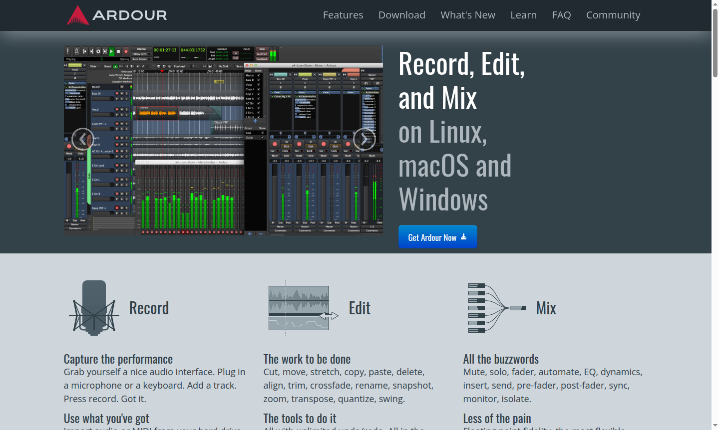 Ardour DAW Interface Screenshot