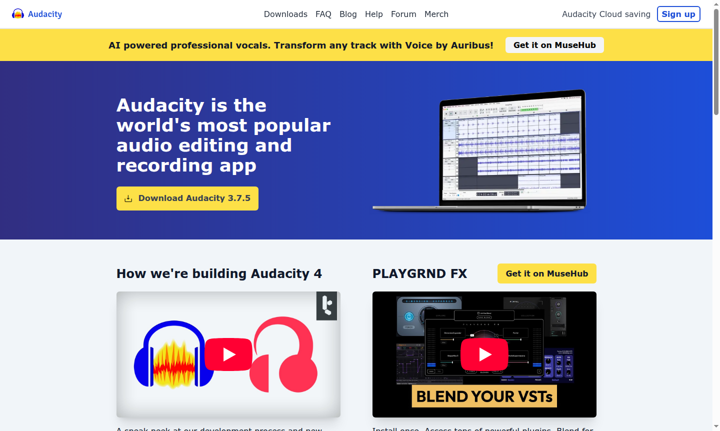A laptop showing the Audacity application interface