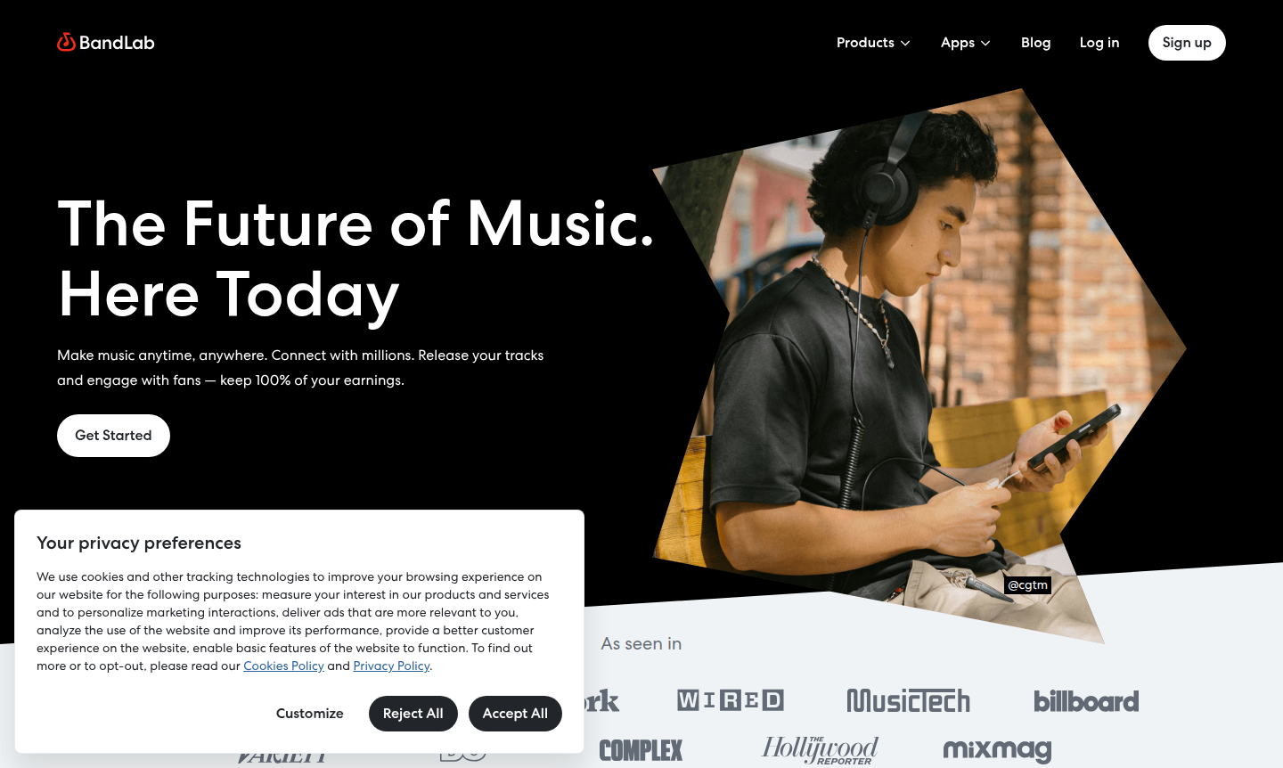 Screenshot of BandLab digital audio workstation interface