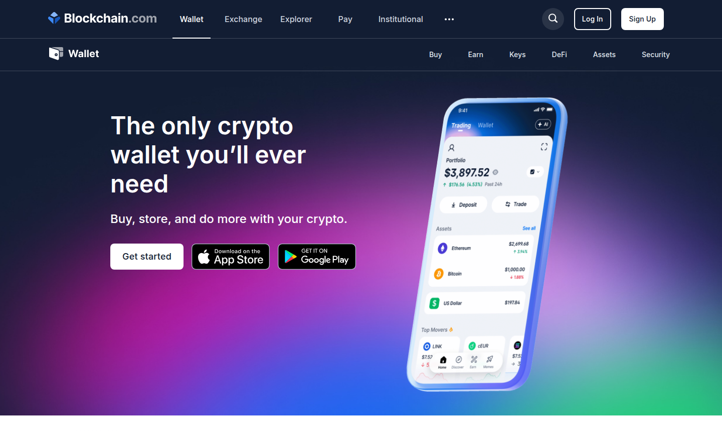 Blockchain Wallet app interface