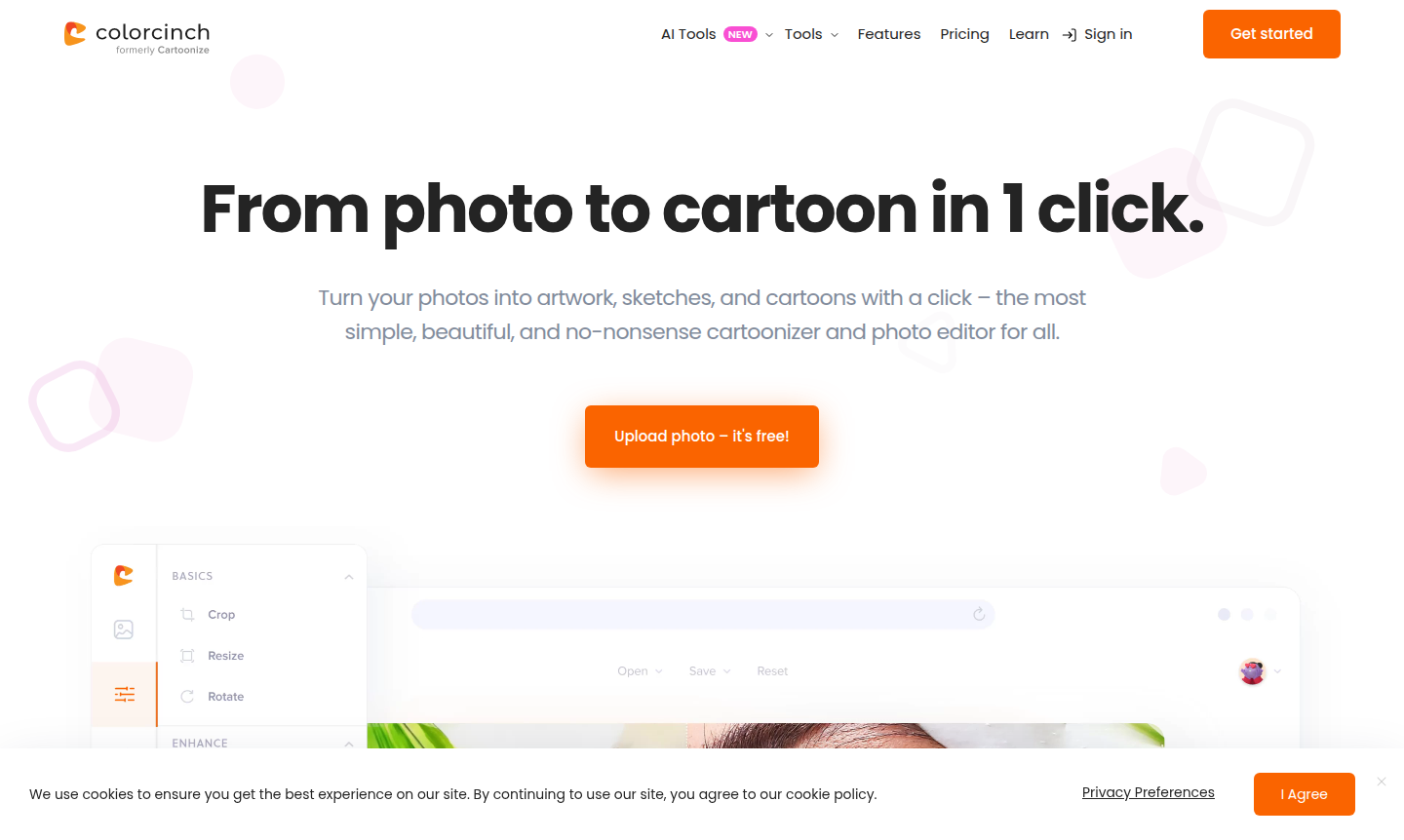 Colorcinch thumbnail showing a before-and-after photo transformation