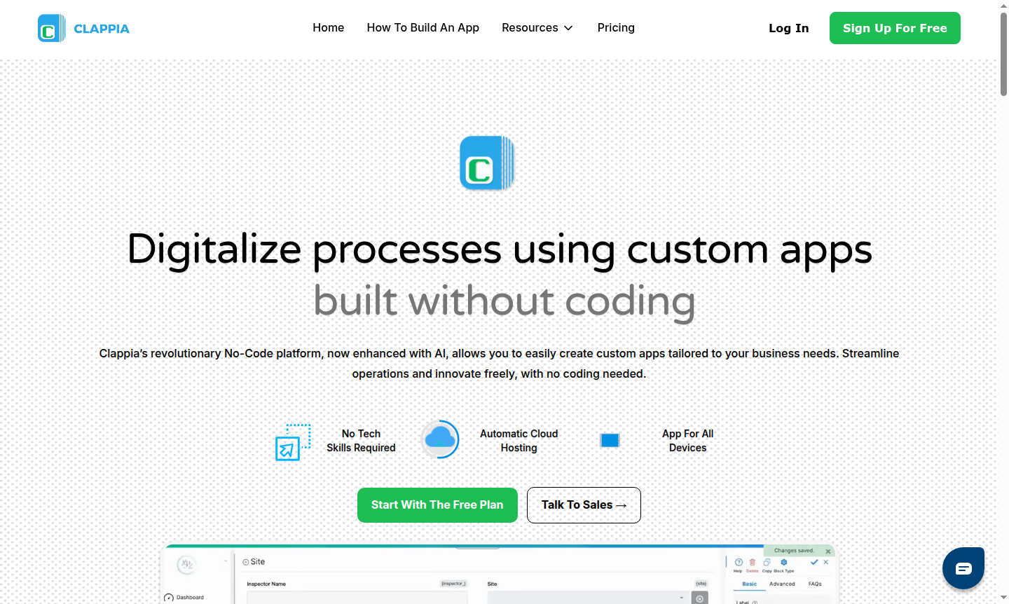 Clappia app builder interface thumbnail