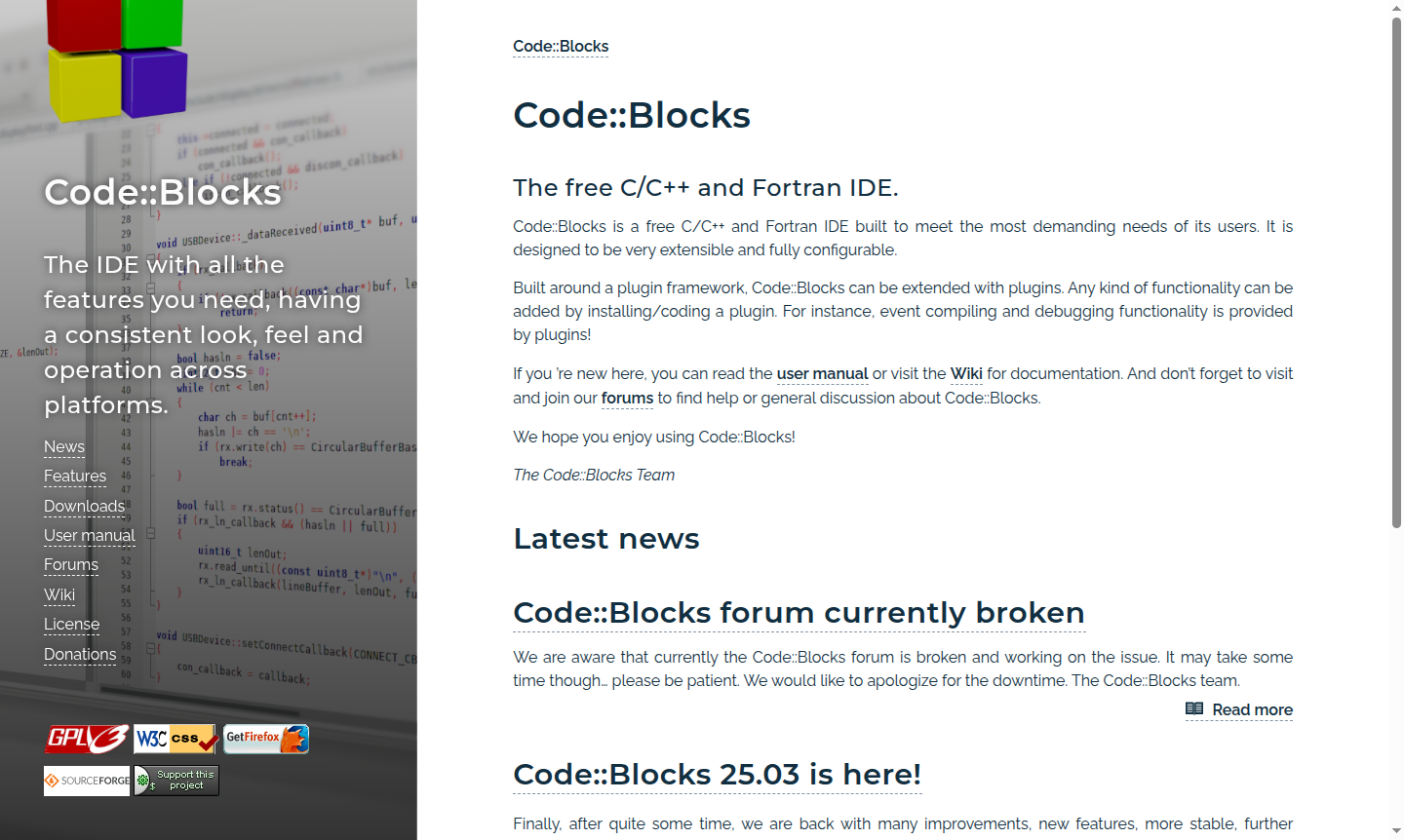 Code::Blocks IDE interface