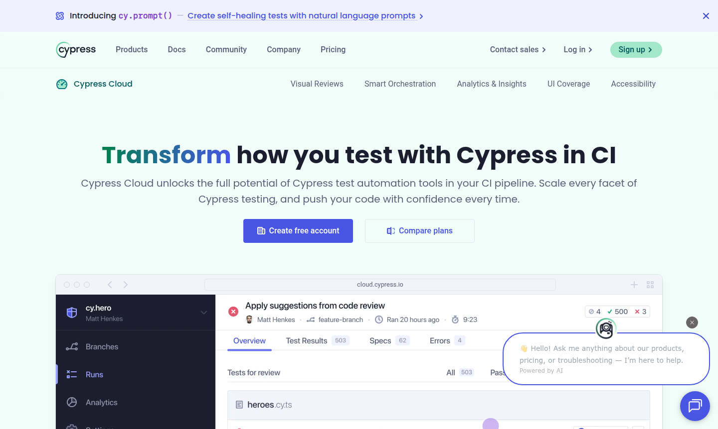 Cypress Cloud feature overview