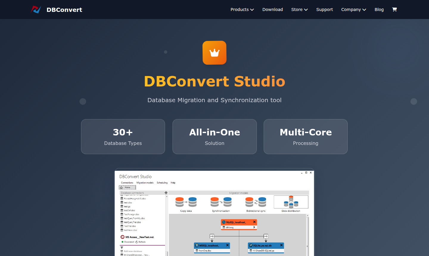 Screenshot of DBConvert Studio interface