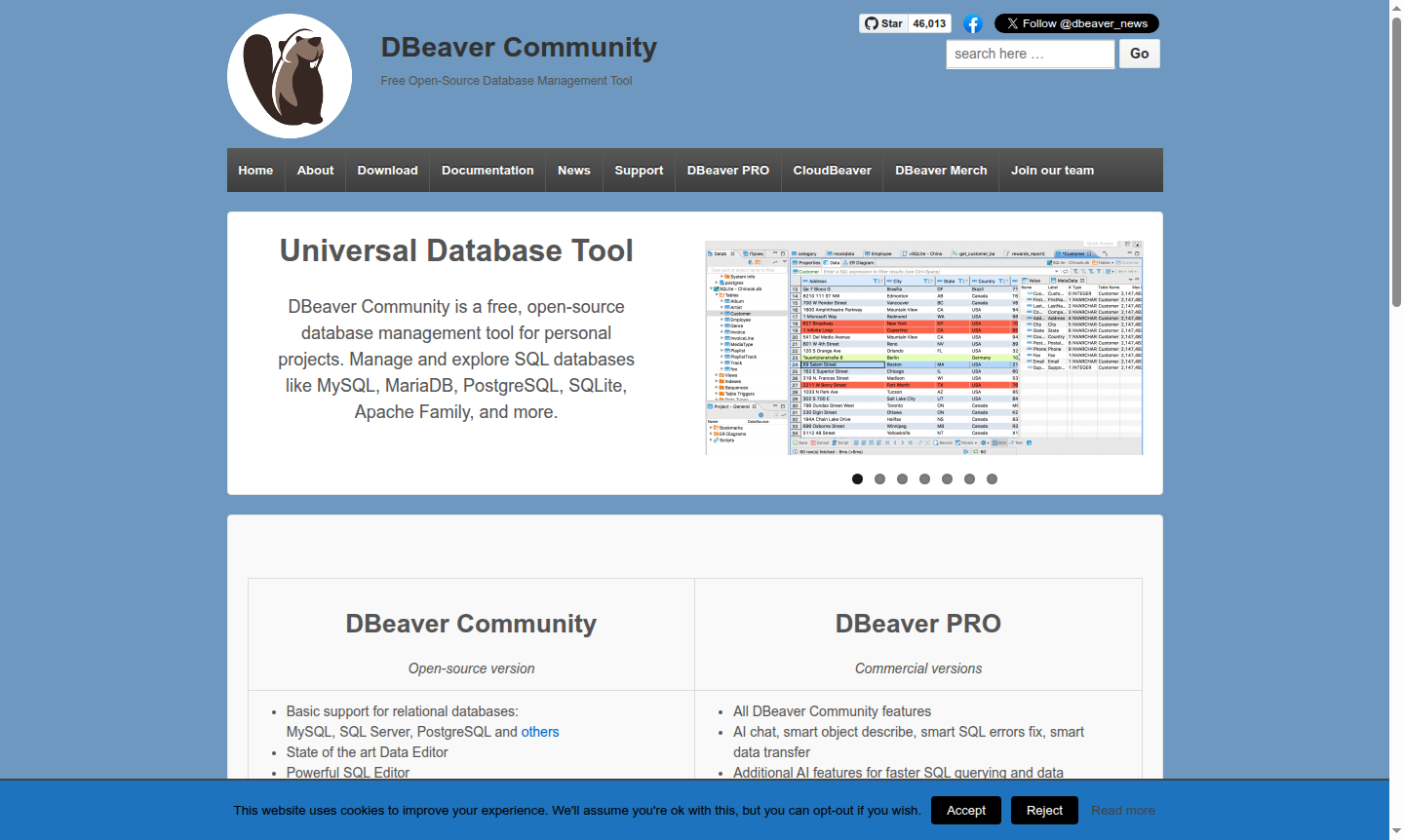 DBeaver database management interface