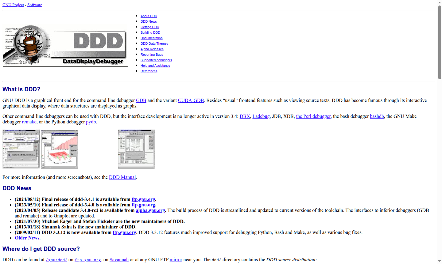 DDD debugging interface screenshot